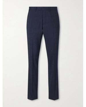 MR P. Straight-leg Checked Wool-blend Suit Trousers - Blue