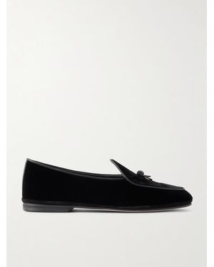 Rubinacci Marphy Bow-embellished Leather-trimmed Velvet Loafers - Black