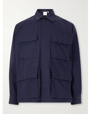 WTAPS Logo-print Cotton-blend Cordura® Overshirt - Blue