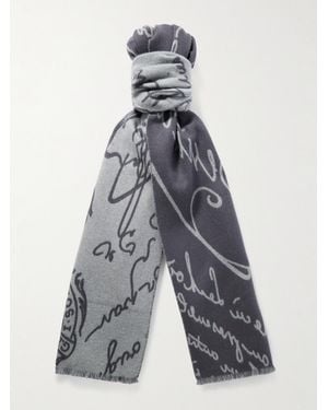 Berluti Scritto Wool-Jacquard Scarf - Grey