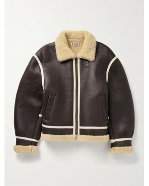 Bode Leather-Trimmed Shearling Jacket - Black