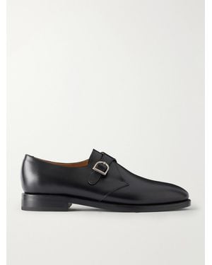 Morjas Leather Monk-Strap Shoes - Black