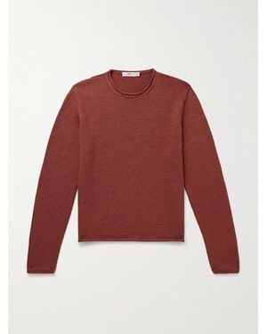 Inis Meáin Pullover aus einer Woll-Leinenmischung - Rot