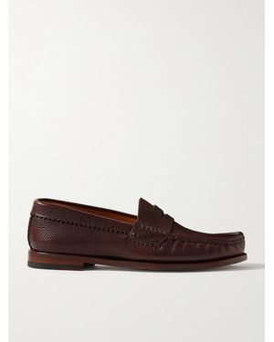 Yuketen Rob's Pebble-Grain Leather Penny Loafers - Brown