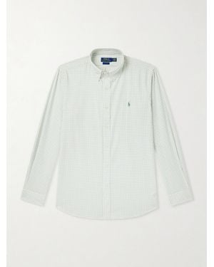 Polo Ralph Lauren Striped Logo-Embroidered Cotton And Linen-Blend Seersucker Shirt - White