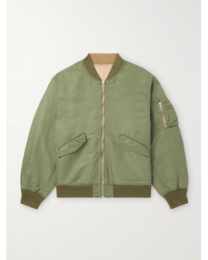 Remi Relief Reversible Embroidered Satin-Twill And Twill Bomber Jacket - Green