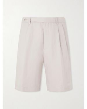 Brunello Cucinelli Wide-Leg Pleated Linen And Cotton-Blend Shorts - White
