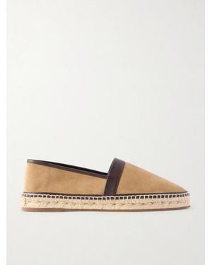 Manolo Blahnik Nerano Leather-Trimmed Suede Espadrilles - Natural