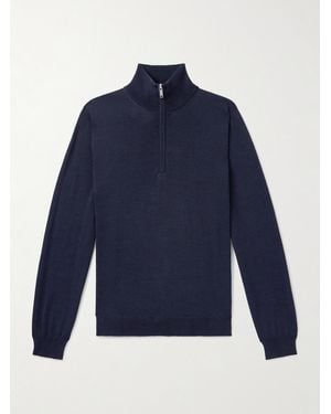 Slowear Incotex Zanone Flexwool Half-Zip Jumper - Blue