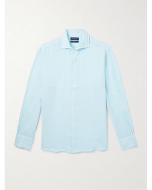 Thom Sweeney Slim-Fit Cutaway-Collar Linen Shirt - Blue