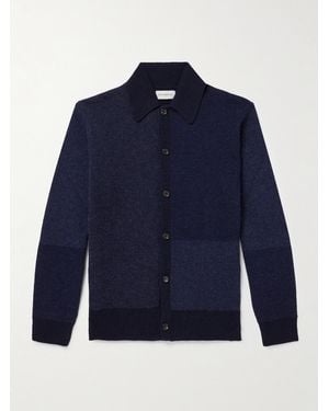 Oliver Spencer Britten Patchwork Wool Cardigan - Blue