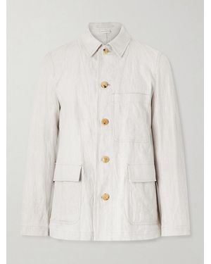 Dries Van Noten Metallic Herringbone Cotton And Linen-Blend Jacket - Natural
