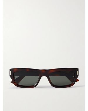 Saint Laurent Rectangular-Frame Tortoiseshell Acetate Sunglasses - Black