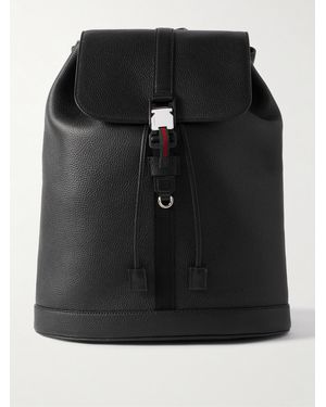 Gucci Webbing-Trimmed Full-Grain Leather Backpack - Black