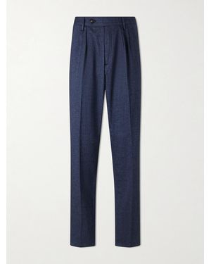 Massimo Alba Stan Straight-Leg Pleated Cotton Trousers - Blue