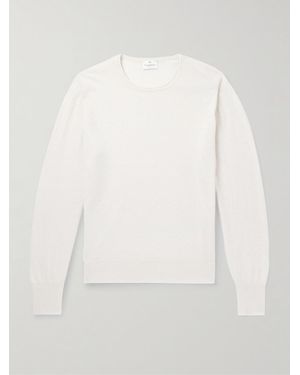 Kingsman Slim-Fit Cashmere And Linen-Blend Jumper - White
