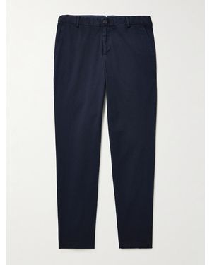 Sunspel Straight-Leg Garment-Dyed Cotton-Blend Twill Chinos - Blue
