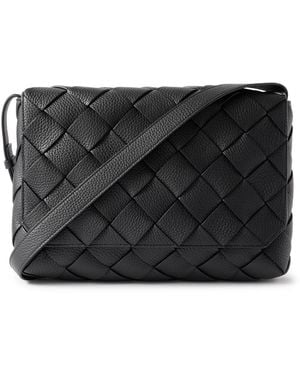 Bottega Veneta Large Diago Intrecciato Full-grain Leather Messenger Bag - Black