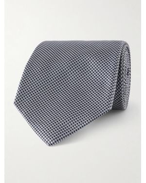 Anderson & Sheppard 9Cm Puppytooth Silk-Jacquard Tie - Grey