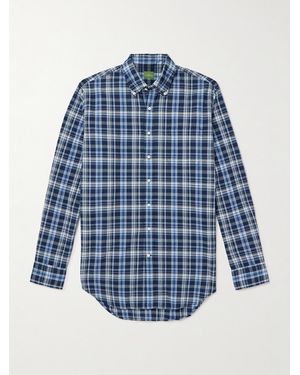 Sid Mashburn Button-Down Collar Checked Cotton-Madras Shirt - Blue