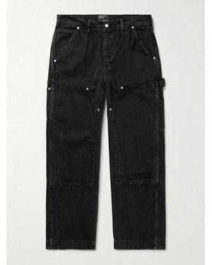 Enfants Riches Deprimes Straight-leg Distressed Panelled Herringbone Denim Trousers - Black