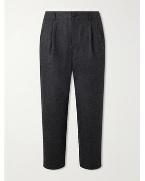 Comme des Garçons Wide-Leg Pleated Wool-Blend Flannel Pants - Blue