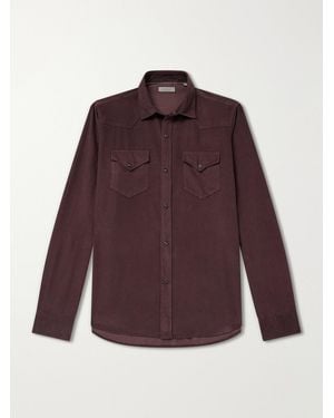 Canali Cotton-Corduroy Shirt - Purple