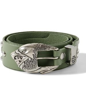 Enfants Riches Deprimes 4.5cm Eagle Petit Iron Cross Studded Leather Belt - Green