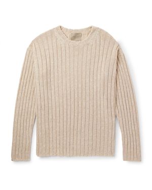 Federico Curradi Ribbed Linen And Organic Cotton-Blend Sweater - Natural