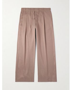 Our Legacy Emporio Armani Sala Wide-Leg Pleated Lyocell And Silk-Blend Trousers - Brown