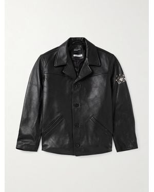 Enfants Riches Deprimes Sunday Drive Logo-Print Leather Blazer - Black