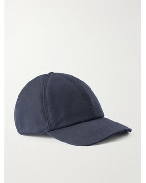 Canali Logo-Appliqué Cotton-Blend Cap - Blue