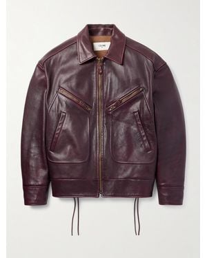 Celine Wattierte Jacke aus Leder - Lila