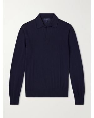 Sease Lasca Virgin-Wool Polo Shirt - Blue
