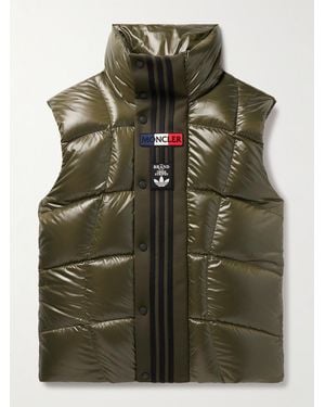 Moncler Genius Adidas Originals Bozon Tech Jersey-Trimmed Quilted Glossed-Shell Down Gilet - Green