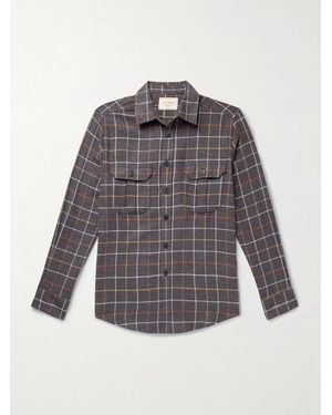 Portuguese Flannel Log Checked Organic Cotton-flannel Shirt - Grey