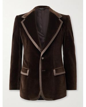 Dolce & Gabbana Satin-trimmed Cotton-blend Velvet Blazer - Black