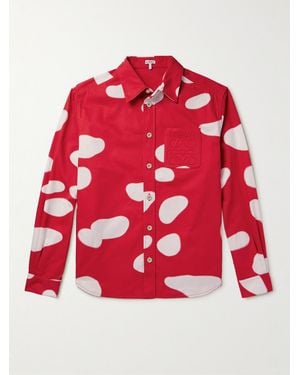 Loewe Logo-Debossed Printed Cotton-Twill Shirt - Red
