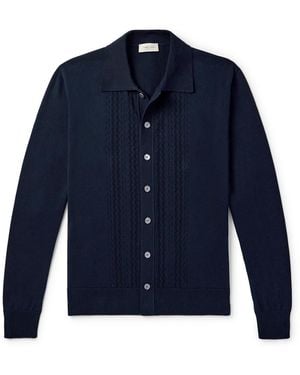 Piacenza 1733 Pointelle-Knit Cotton Shirt - Blue