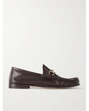 Gucci Lugano Horsebit-embellished Leather Loafers - Brown