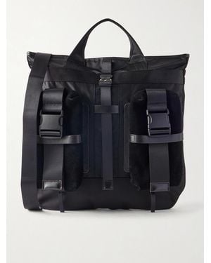 master-piece Helmet Suede And Leather-Trimmed Shell Messenger Bag - Black
