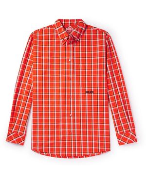 KENZO Logo-Embroidered Checked Cotton-Poplin Shirt