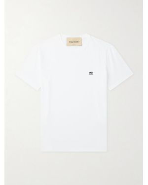 Valentino Garavani Logo-Embroidered Cotton-Jersey T-Shirt - White