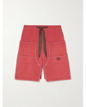 Kapital Easy Straight-Leg Cotton-Twill Drawstring Shorts - Red