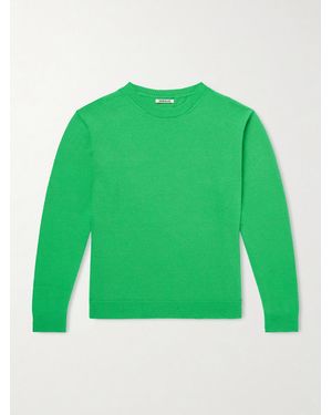 AURALEE Brushed Cashmere And Cotton-Blend Jumper - Green