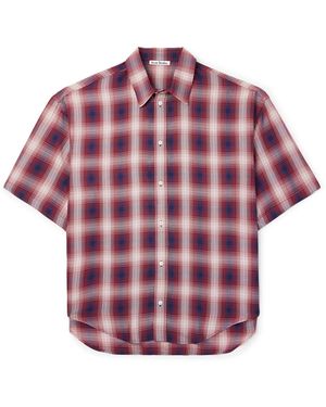 Acne Studios Oversized Checked Woven Shirt - Pink
