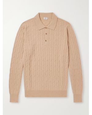 Ghiaia Cable-Knit Cashmere Polo Jumper - Natural