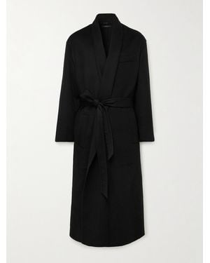 Tom Ford Oversized Shawl-Collar Belted Wool And Silk-Blend Felt Coat - Black
