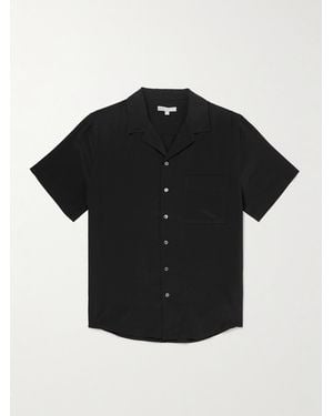 Onia Vacation Camp-Collar Silk-Crepe Shirt - Black