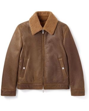 Eleventy Slim-Fit Shearling Jacket - Brown